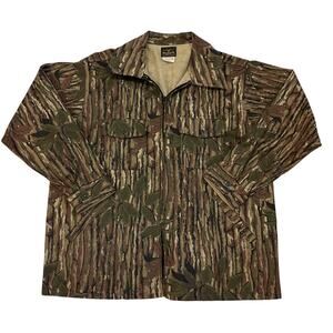 Vtg Melton Shirt Co Deerskin Chamois Jacket Mens XL Camo Realtree Flannel Zip Up
